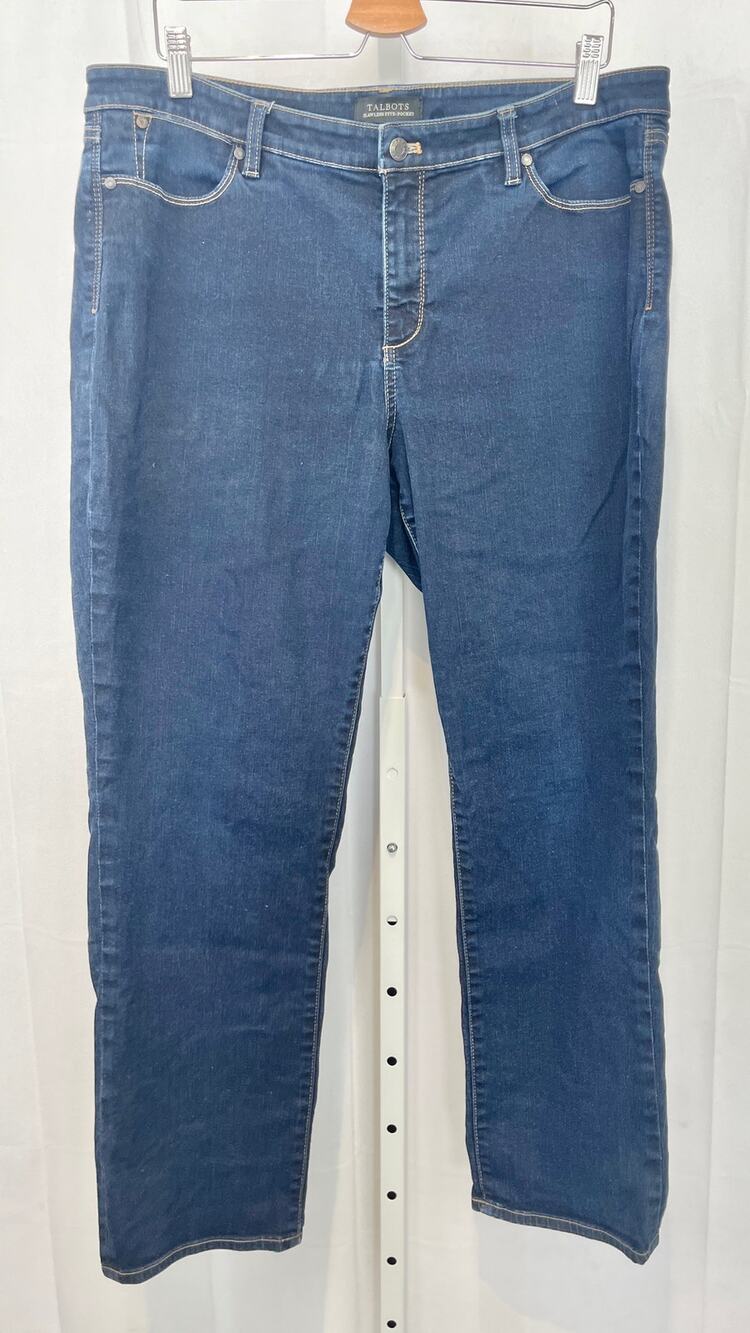 TALBOTS Flawless Five Pocket Curvy Fit Straight Leg Jeans Zip Fly Blue Size 16